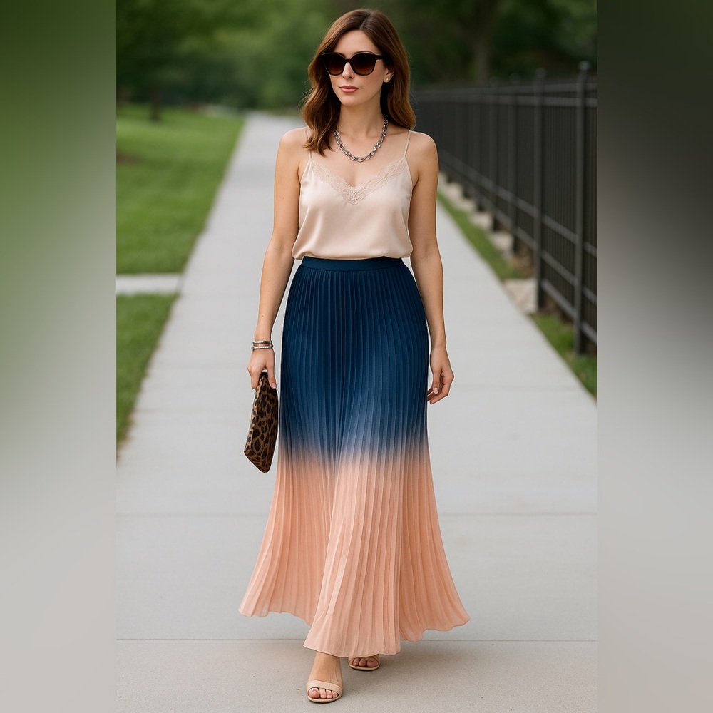 Cynthia Rowley Women’s Pleated Ombré Maxi Skirt, Size Small